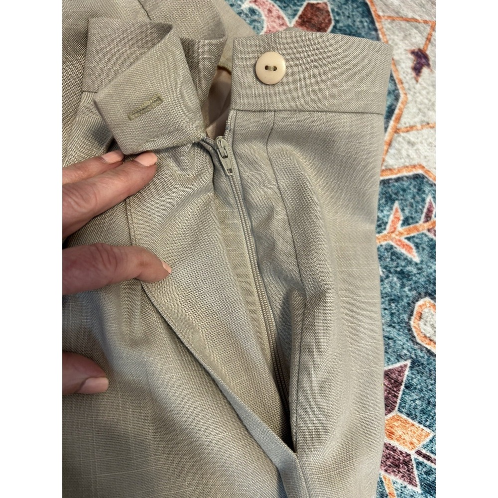 Vtg tan high Rise Made USA  pleated trousers‎ Pants Sz 12 Pockets Office Career - Picture 11 of 15